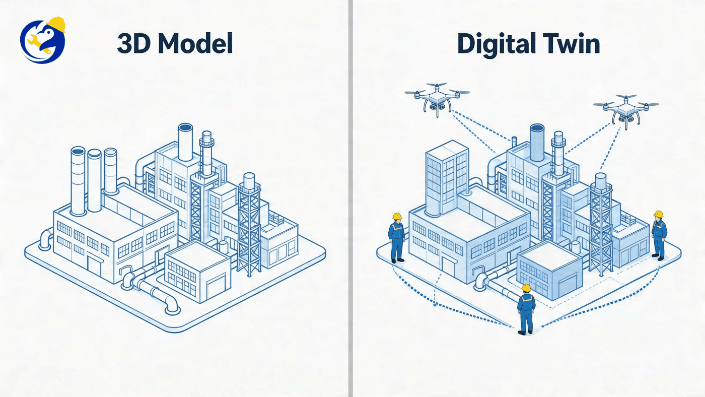 Digital Twin vs 3D Model: Đâu là sự khác biệt thực sự?